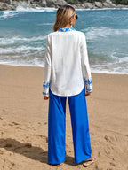 VCAY Ladies' Simple Printed Daily Top And Pants Two-Piece Set shein