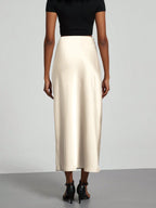 Women's Fashion Casual Stretch Silk Satin Texture Satin Skirt shein