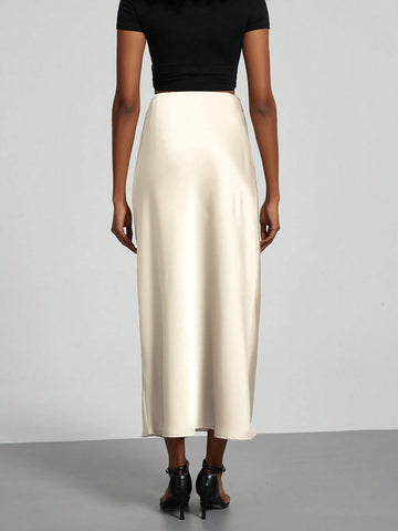 Women's Fashion Casual Stretch Silk Satin Texture Satin Skirt