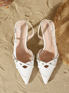 Women's Elegant Crisscross Strap Pointed Toe V-Cut Buckle High Heel Pumps shein