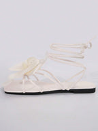 French Flower Strap Flat Slippers shein