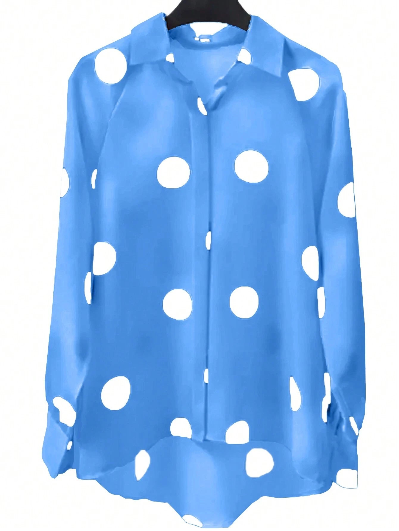 Essnce Polka Dot Print Long Sleeve Shirt shein