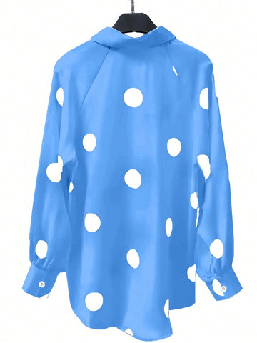 Essnce Polka Dot Print Long Sleeve Shirt shein