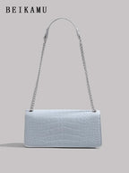 1pc Fashionable Crocodile Pattern Versatile Crossbody Bag With Chain Strap shein
