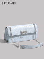 1pc Fashionable Crocodile Pattern Versatile Crossbody Bag With Chain Strap shein