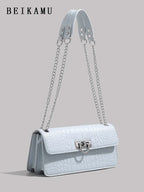 1pc Fashionable Crocodile Pattern Versatile Crossbody Bag With Chain Strap shein