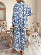 VCAY Ladies' Simple Printed Daily Top And Pants Two-Piece Set shein
