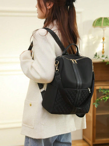 Women's Large Capacity Casual Backpack With Stitching Design
