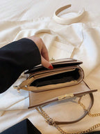 Mini Push Lock Chain Decor Flap Square Bag Shoulder Bag shein