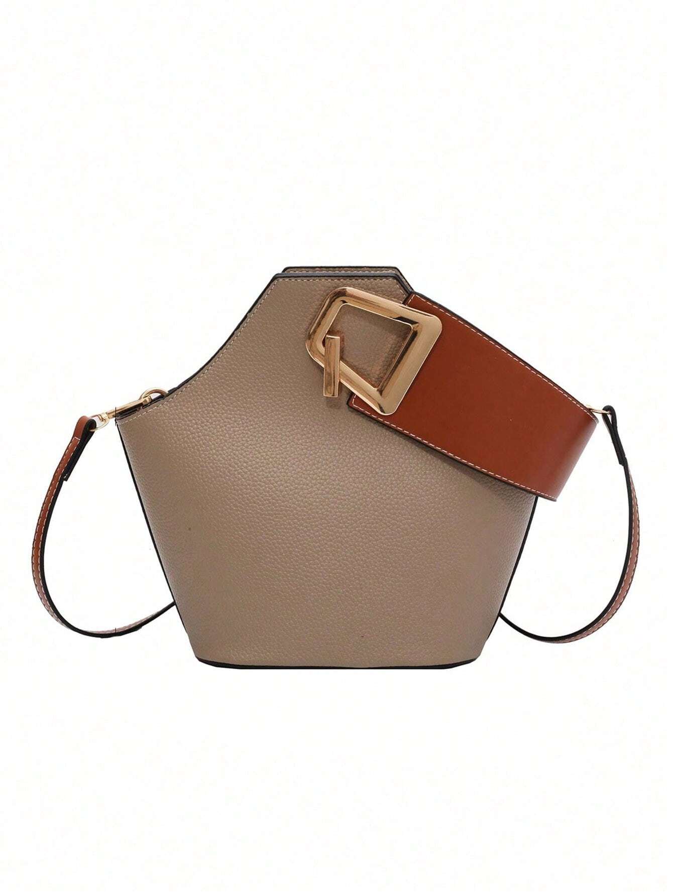 High Sense Bag Color Matching Handbag Cross-Body Bucket Bag shein