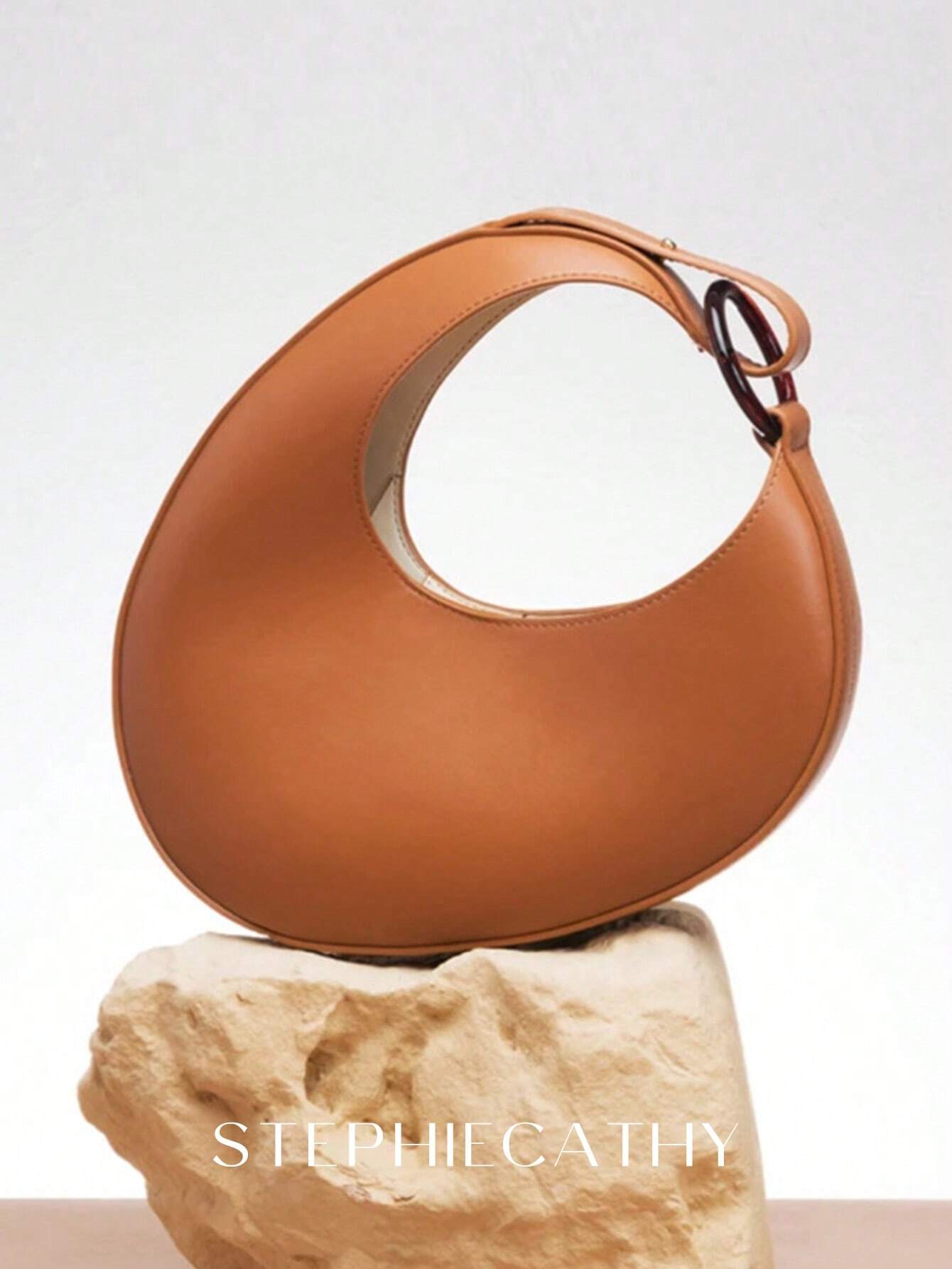 STEPHIECATHY CEZIRA Fashionable, Minimalist, Vintage, Retro, Bohemian Resin Ring Shoulder Strap Hobo Handbag shein