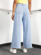EZwear Women's Casual Daily Wear Wide Leg Denim Pants shein
