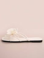 French Style Floral Strap Flat Slide Sandals shein