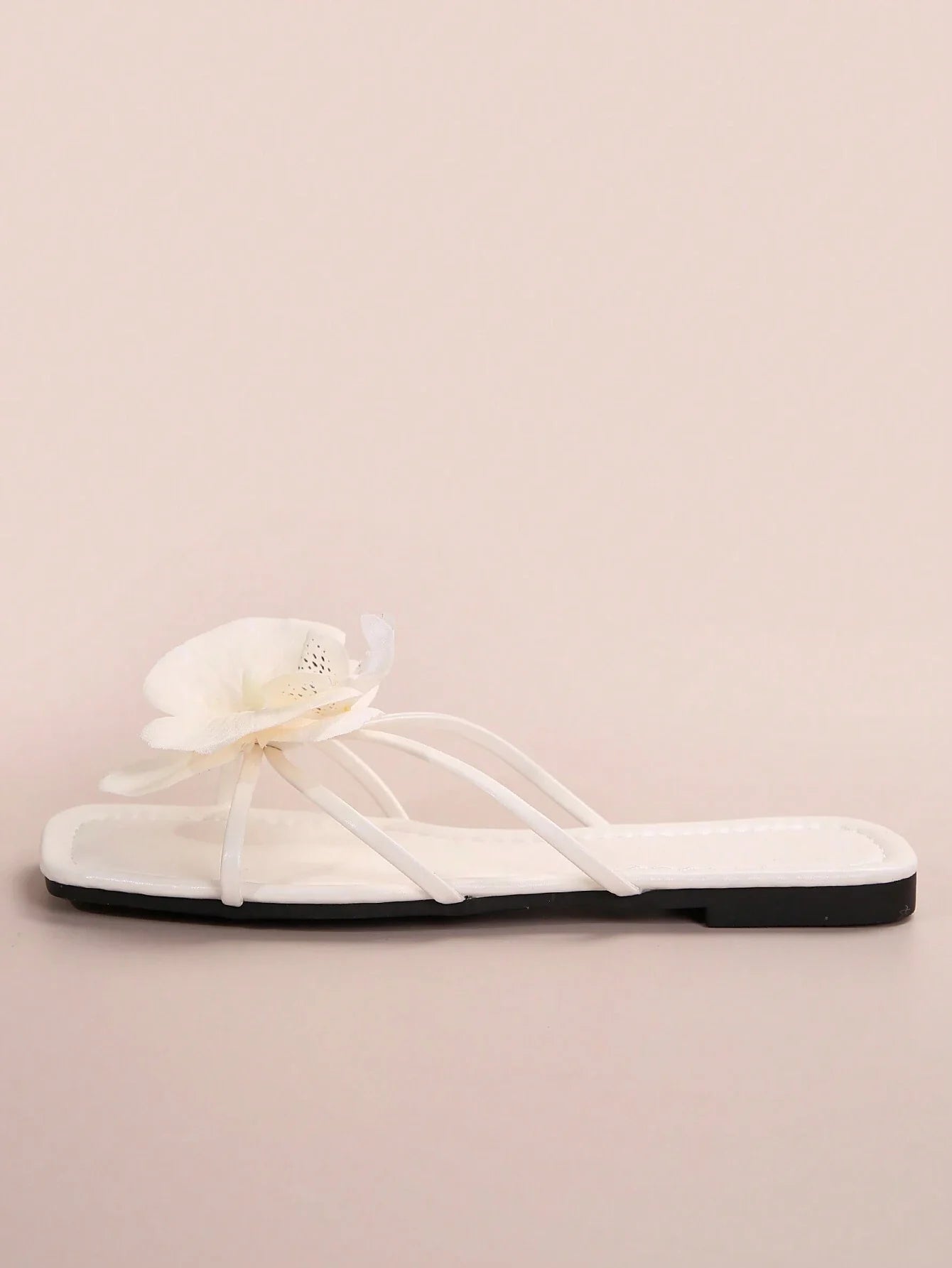 French Style Floral Strap Flat Slide Sandals shein