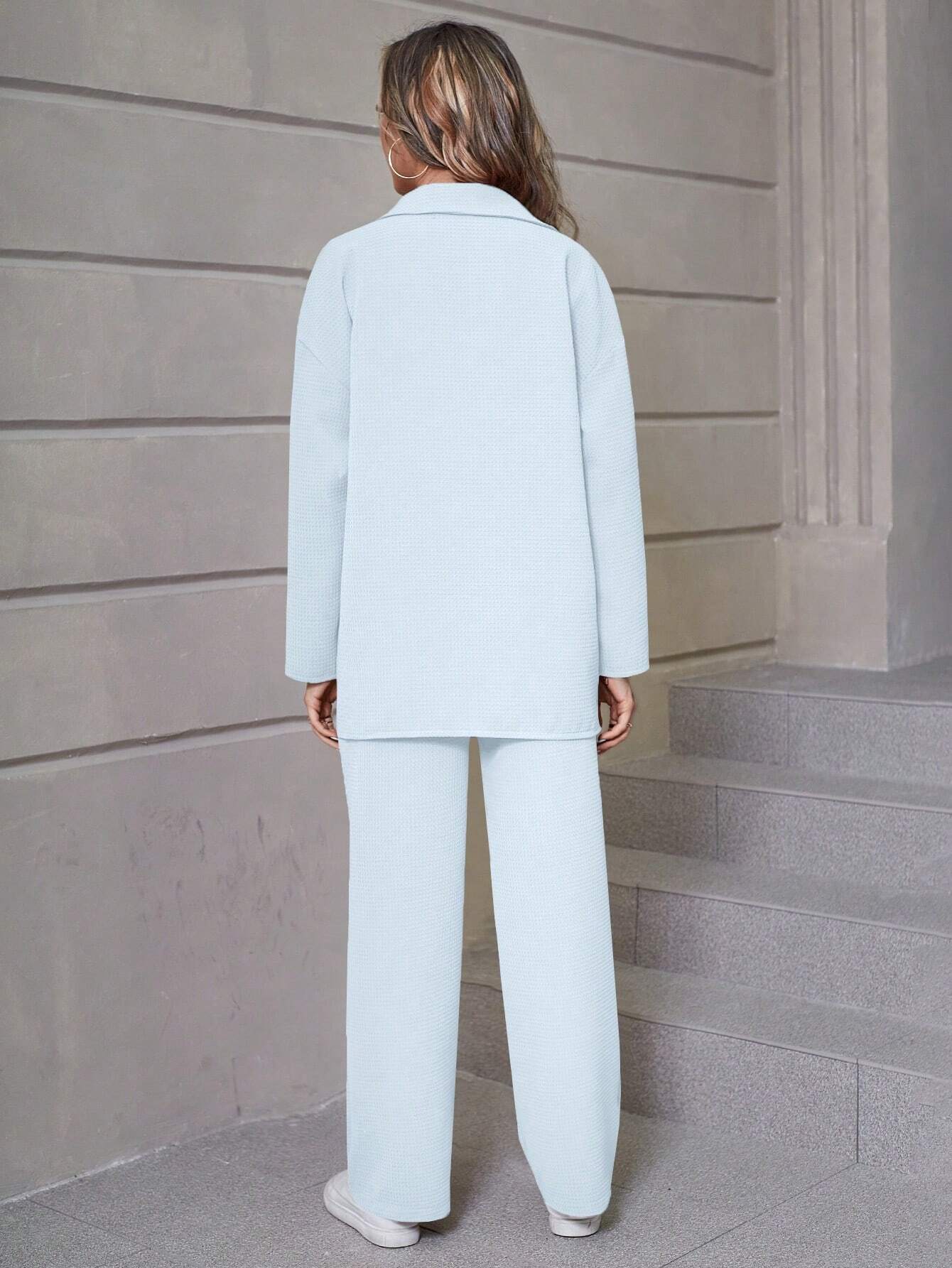 Relaxiva Flap Detail Drop Shoulder Shirt & Pants shein