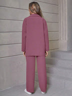 Relaxiva Flap Detail Drop Shoulder Shirt & Pants shein
