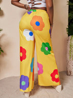 Slayr Summer Casual Vacation Colorful Flower All-Over Printed Wide-Leg Pants shein