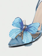 Eye-Catching Orchid Nude Strap Elegant Light Blue Sandals shein