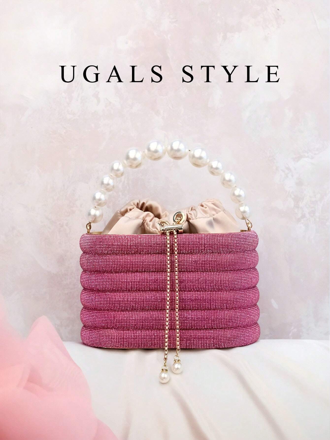 Luxury Women's Bridal Wedding Pearl Purse Party Prom Glitter Bling Rhinestone Clutches Handbag shein