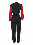 Women's Fashionable Casual Sports Wind Baseball Jacket And Sports Pants Set shein