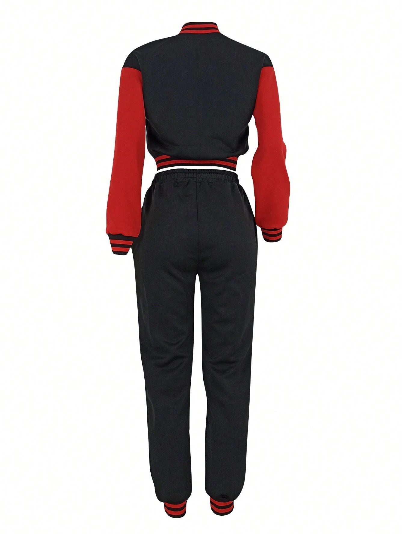 Women's Fashionable Casual Sports Wind Baseball Jacket And Sports Pants Set shein