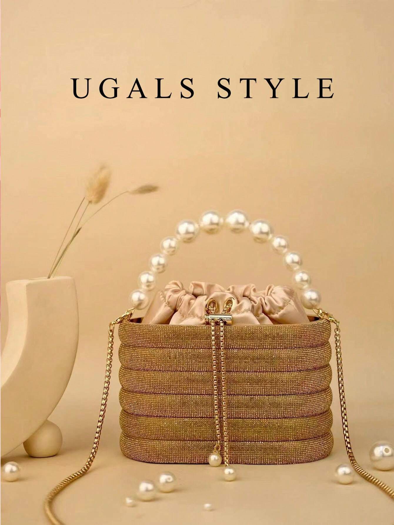 Luxury Women's Bridal Wedding Pearl Purse Party Prom Glitter Bling Rhinestone Clutches Handbag shein