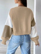 MOOSTA Loose-Fit Color-Block Slouchy Cardigan With Long Sleeves shein