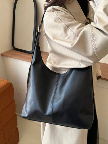 New Fashion All-Match Texture Solid Color PU Shoulder Bag