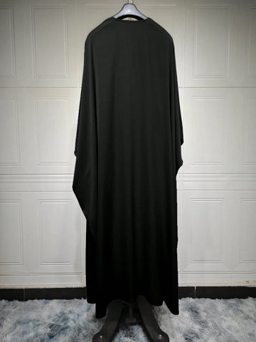 Elegant And Minimalist Soft Light Woven Batwing Sleeve Abaya shein