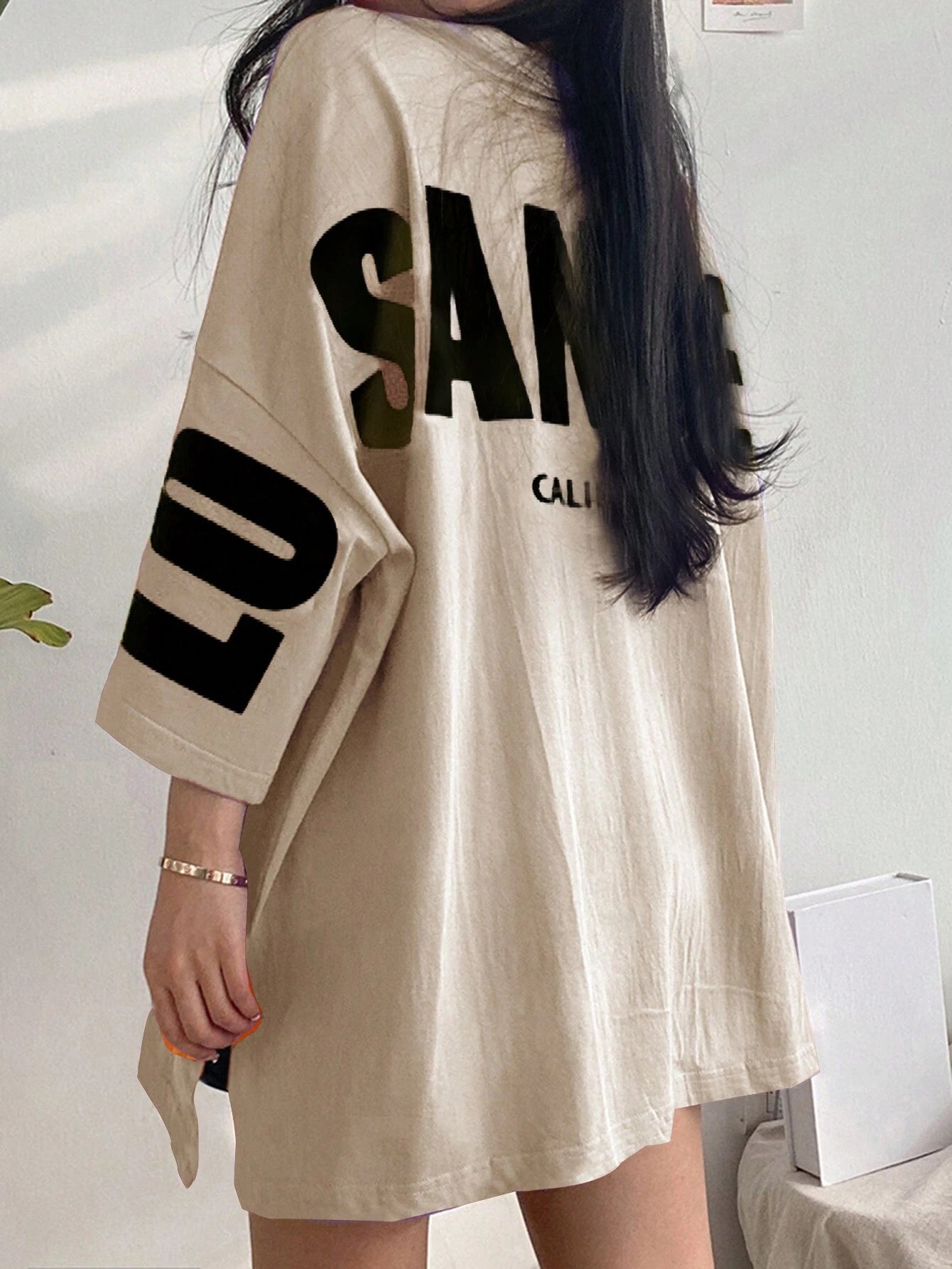 DAZY Letter Graphic Drop Shoulder Oversized Tee shein