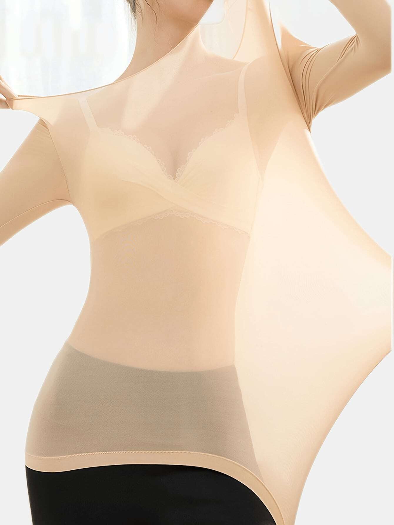 2 Pcs Women's Seamless Ultra-Thin Thermal Underwear - Soft & Comfy Long Sleeve Round Neck Top shein