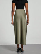 Women's Fashion Casual Stretch Silk Satin Texture Satin Skirt shein