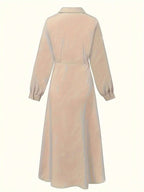 Womens Elegant Formal Long Sleeve Solid Color Belted Dress shein