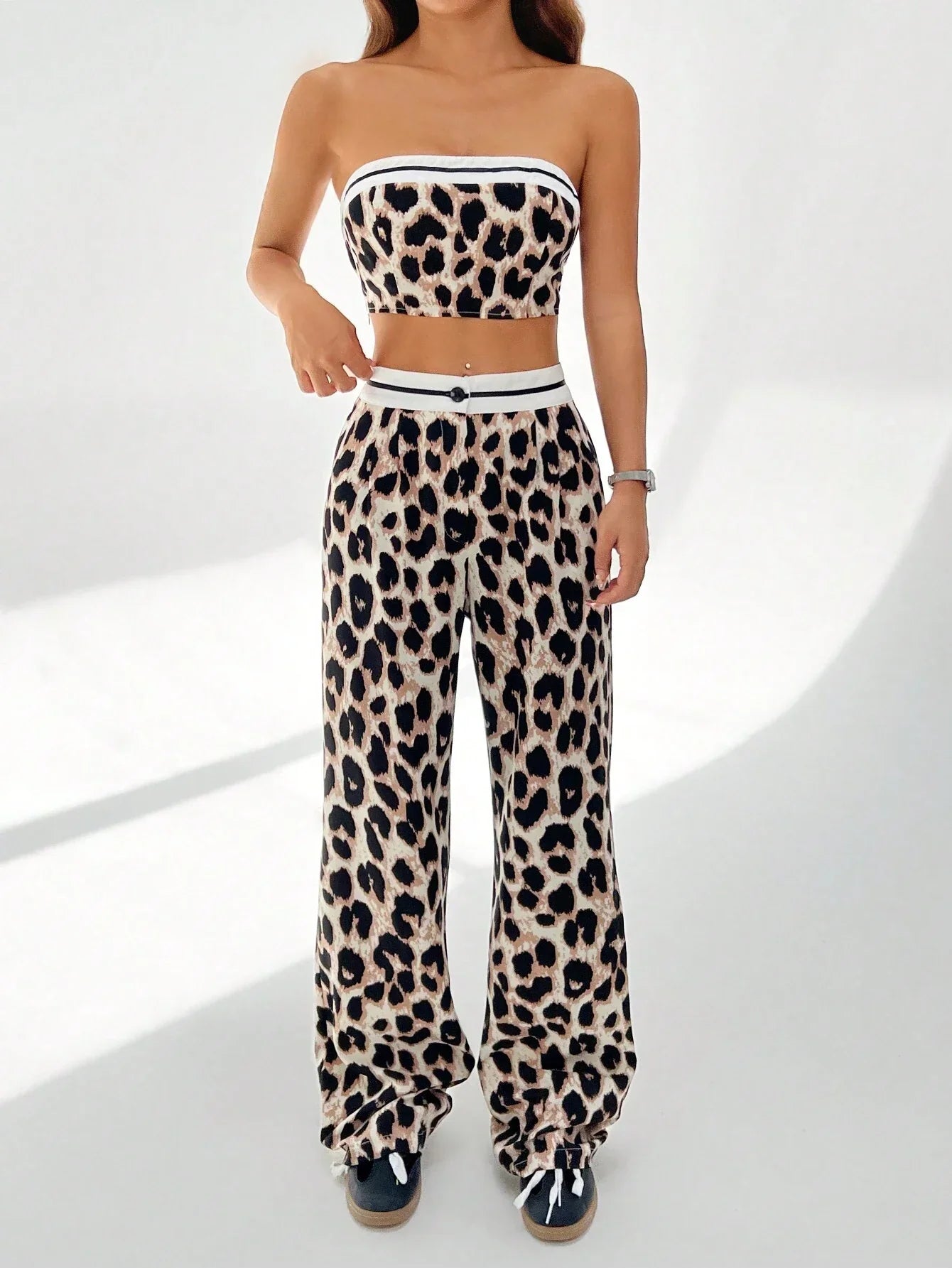 EZwear Colorblock Casual Two Piece Set shein