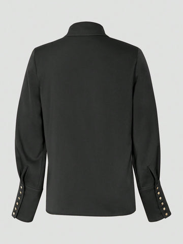 Women's Fashion Long Sleeve Solid Color Shirt