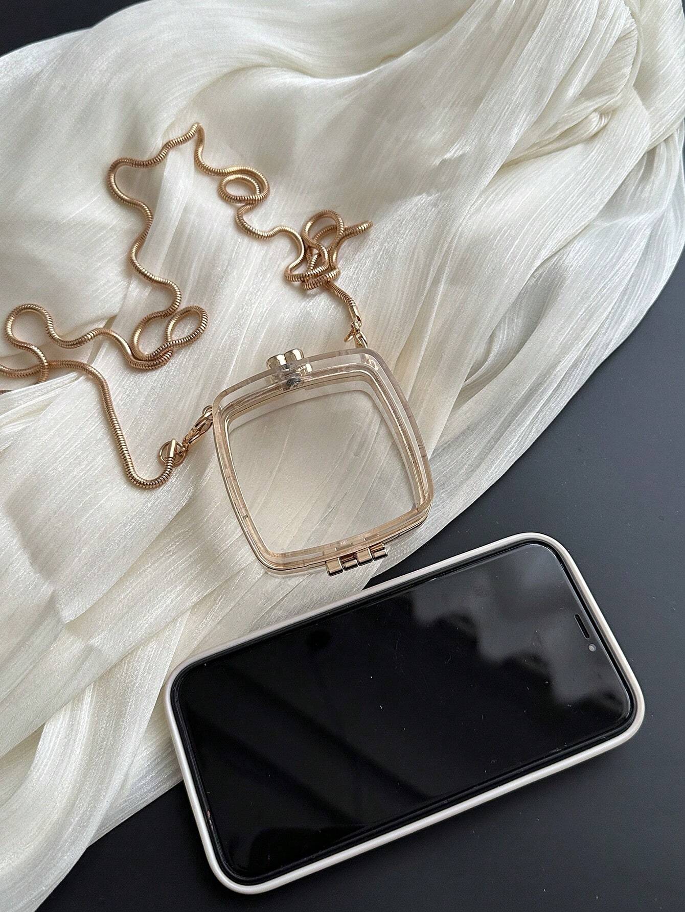 Mini Metallic Chain Box Bag, Funky, Punk & Bag For Street Wear shein