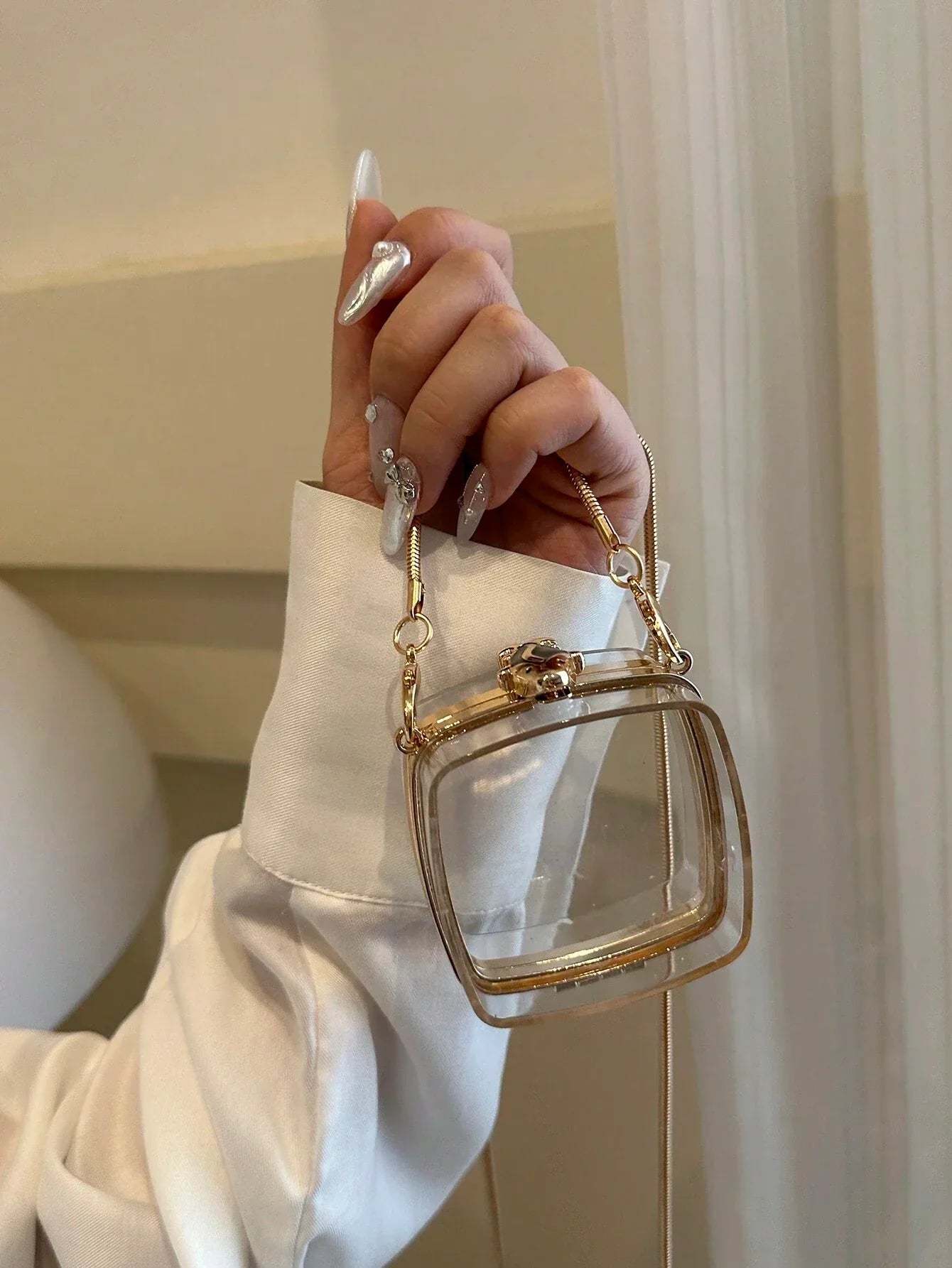 Mini Metallic Chain Box Bag, Funky, Punk & Bag For Street Wear shein