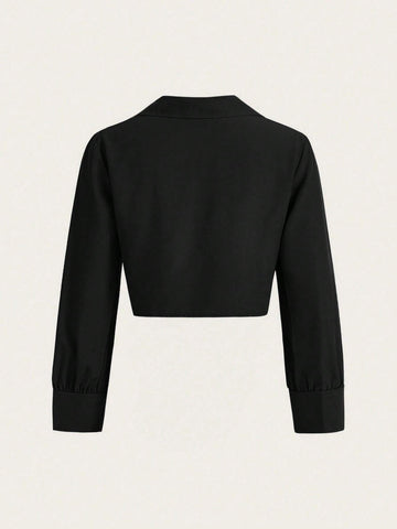 LUNE Women's V-Neck Buttoned Shirt With Circular Rings