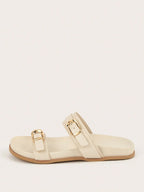 Metal Buckle Flat Sandals shein