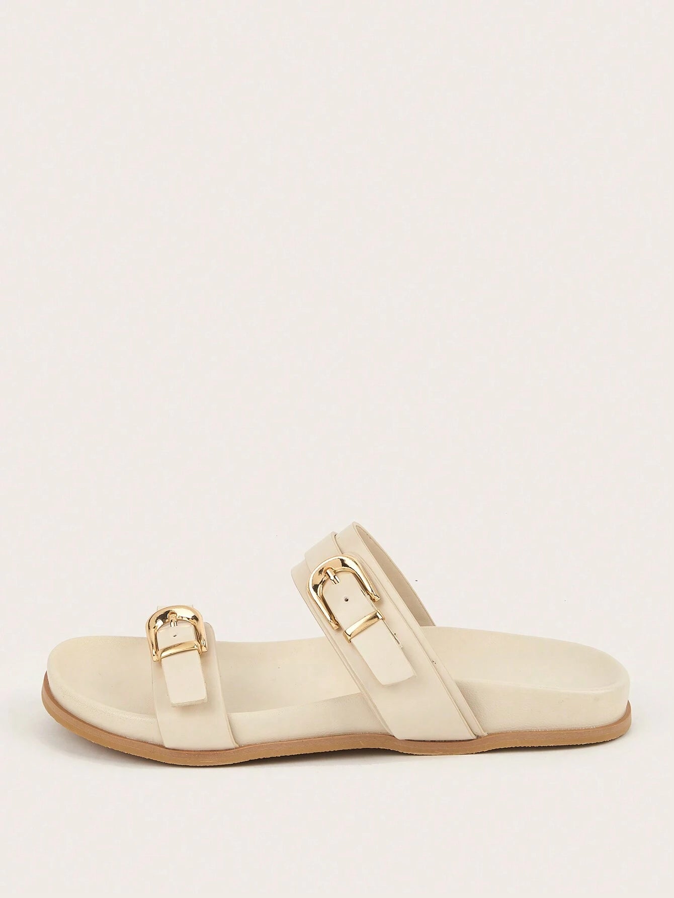Metal Buckle Flat Sandals shein