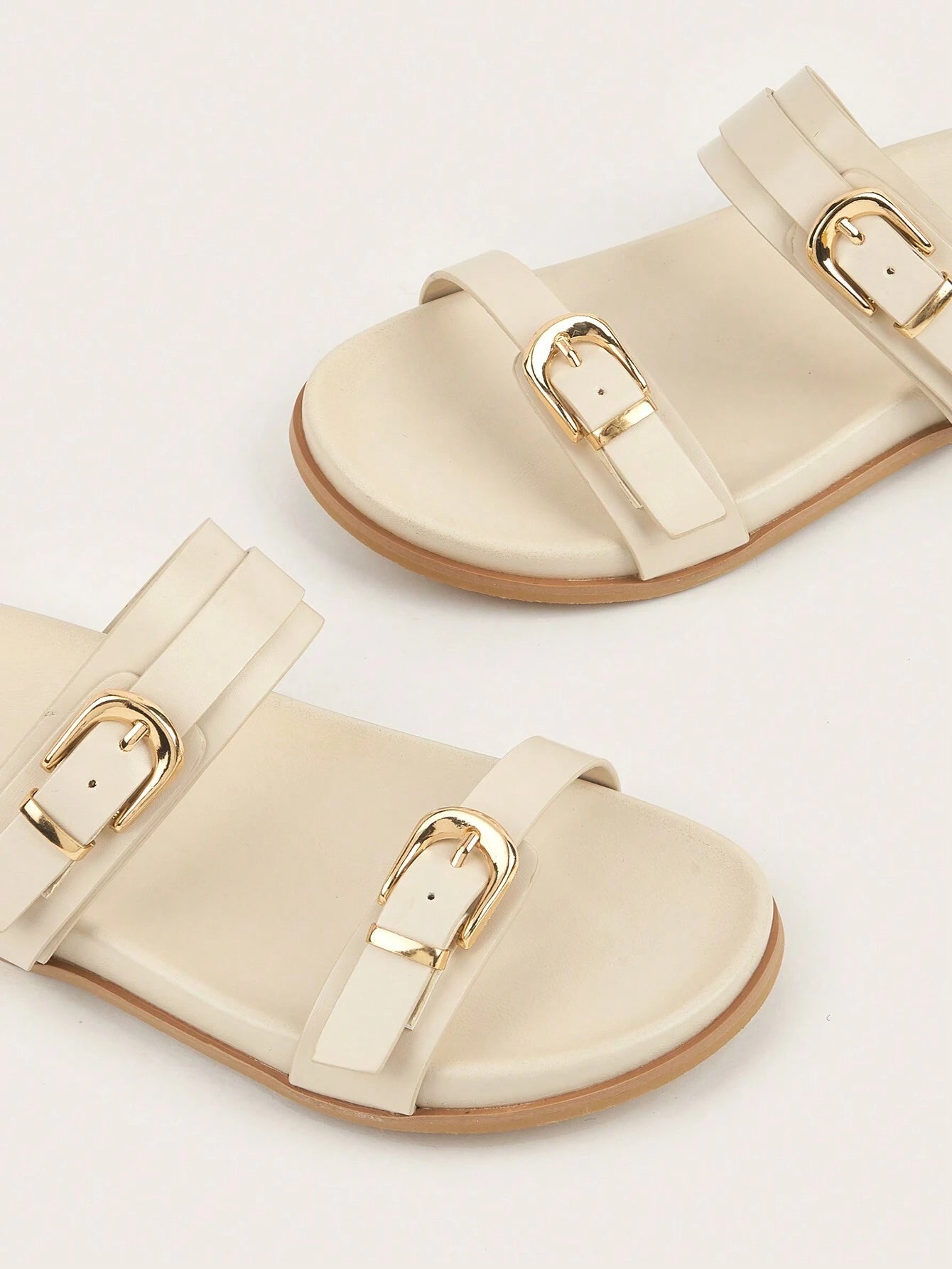 Metal Buckle Flat Sandals shein