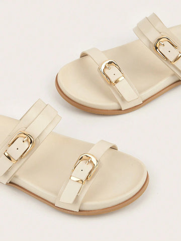 Metal Buckle Flat Sandals