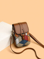 1pc Color Block Rhombus Pattern Fabric Decorated Crossbody Bag With Flap shein