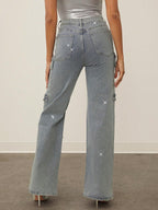 Haute Women's Flap Pocket Straight-Leg Jeans shein