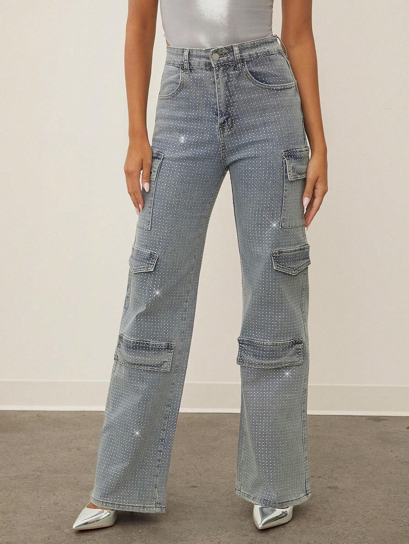 Haute Women's Flap Pocket Straight-Leg Jeans shein