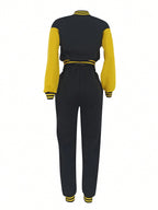 Women's Fashionable Casual Sports Wind Baseball Jacket And Sports Pants Set shein
