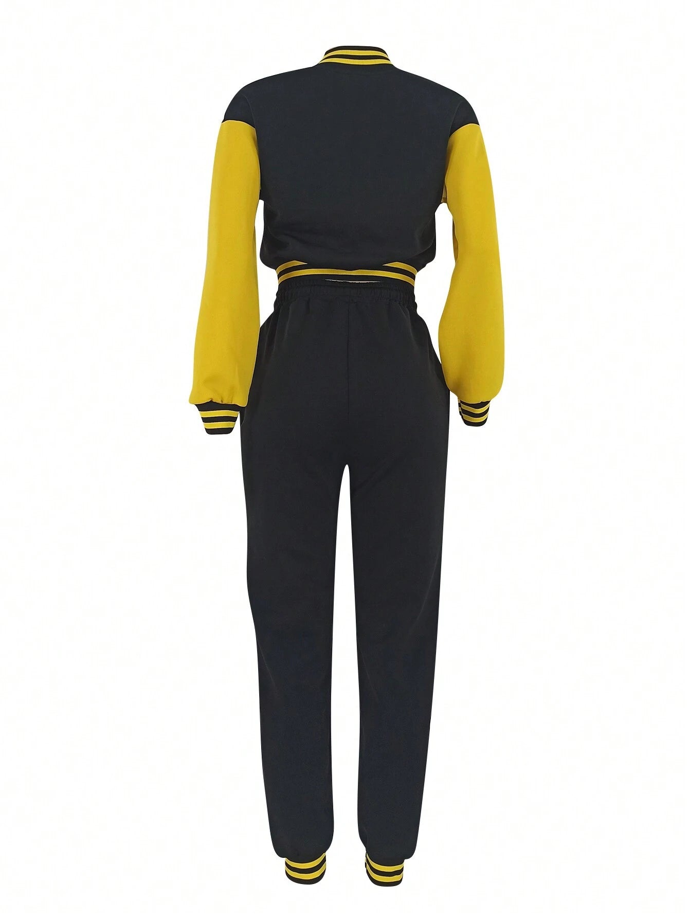 Women's Fashionable Casual Sports Wind Baseball Jacket And Sports Pants Set shein