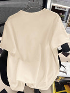 EZwear Oversized Casual Cherry Pattern Round Neck Short Sleeve T-Shirt shein