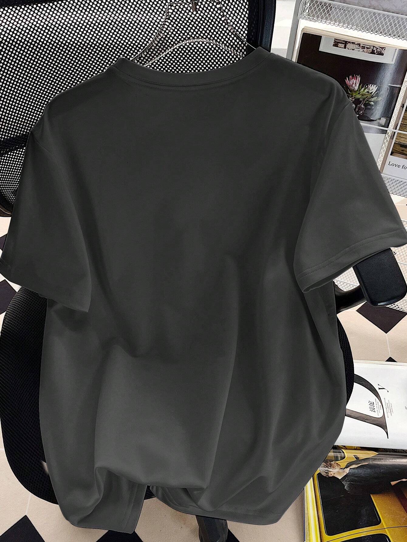 EZwear Oversized Casual Cherry Pattern Round Neck Short Sleeve T-Shirt shein