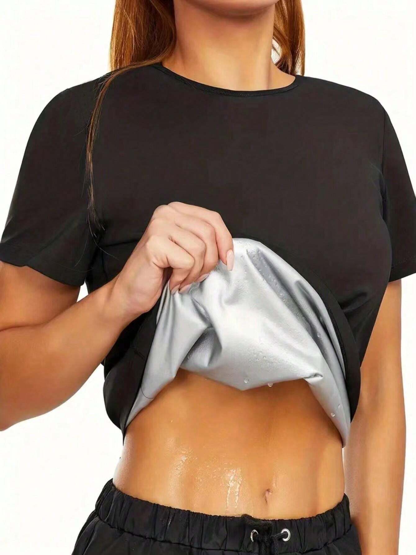 Women's Sweat Enhancing Workout Top Short Sleeve T-Shirt shein